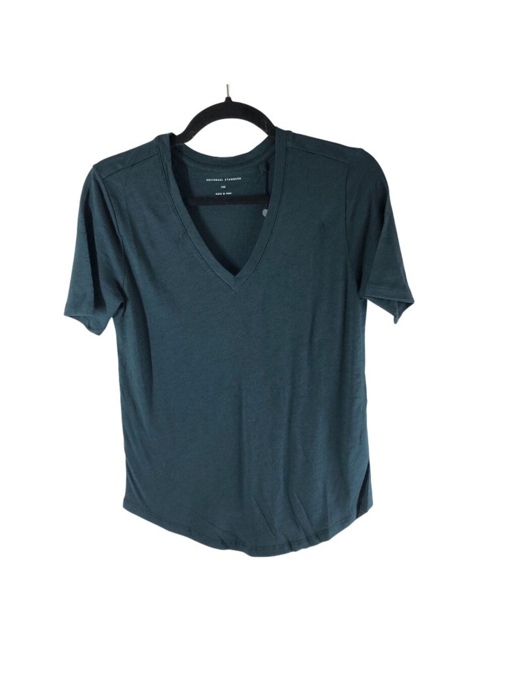 Universal Standard Womens T Shirt Top V Neck Short Sleeve Green 4XS US 00-0